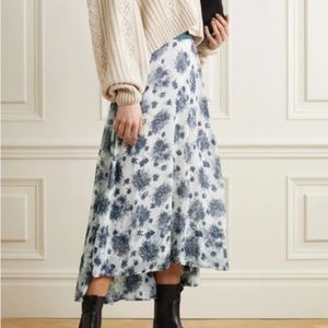 LoveShackFancy Dasha high low skirt Blueberry Cream Size 10 lined- stunning!